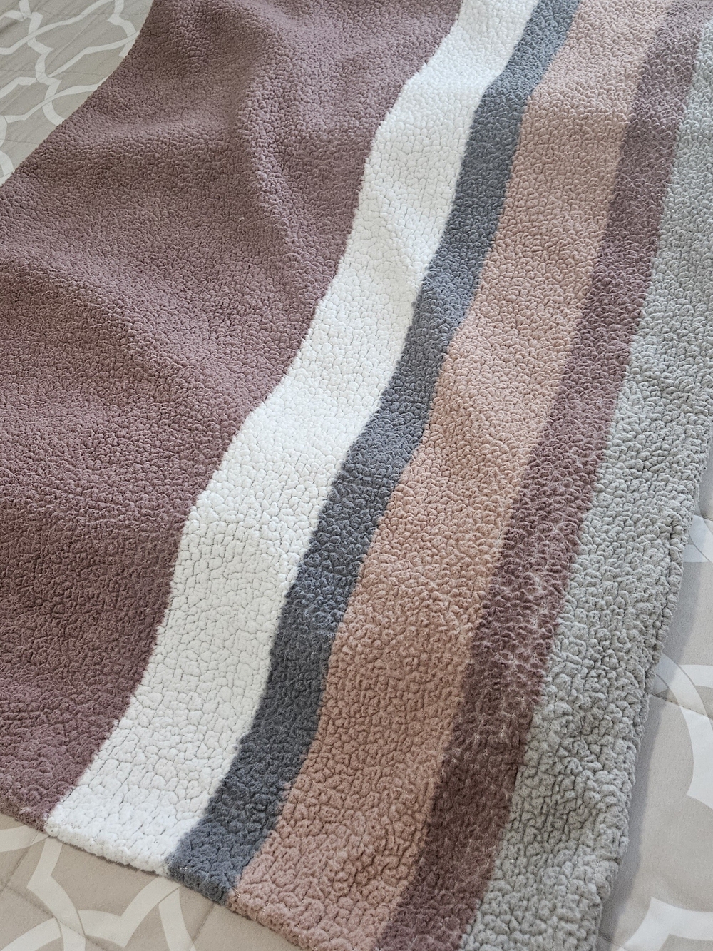 Koolaburra by Ugg Sherpa Throw Blanket Grey/Pink/White 50"x70" Cozy Soft